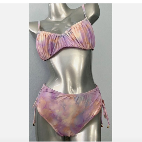 Victorias Secret Swim Set Purple Tie Dye Swim Bikini Top & High Bottom 34D / S